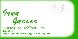 irma gacser business card